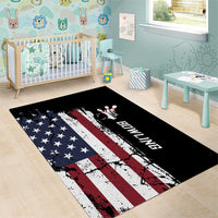 Grunge American Flag Custom Bowling Area Rug Pins Graphic and Team Text Layout Design - Wonder Print Shop