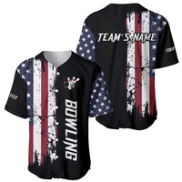 Grunge American Flag Custom Bowling Baseball Jersey Pins Graphic and Team Text Layout Design - Wonder Print Shop