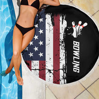 Grunge American Flag Custom Bowling Beach Blanket Pins Graphic and Team Text Layout Design - Wonder Print Shop