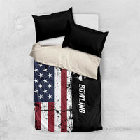 Grunge American Flag Custom Bowling Bedding Set Pins Graphic and Team Text Layout Design - Wonder Print Shop