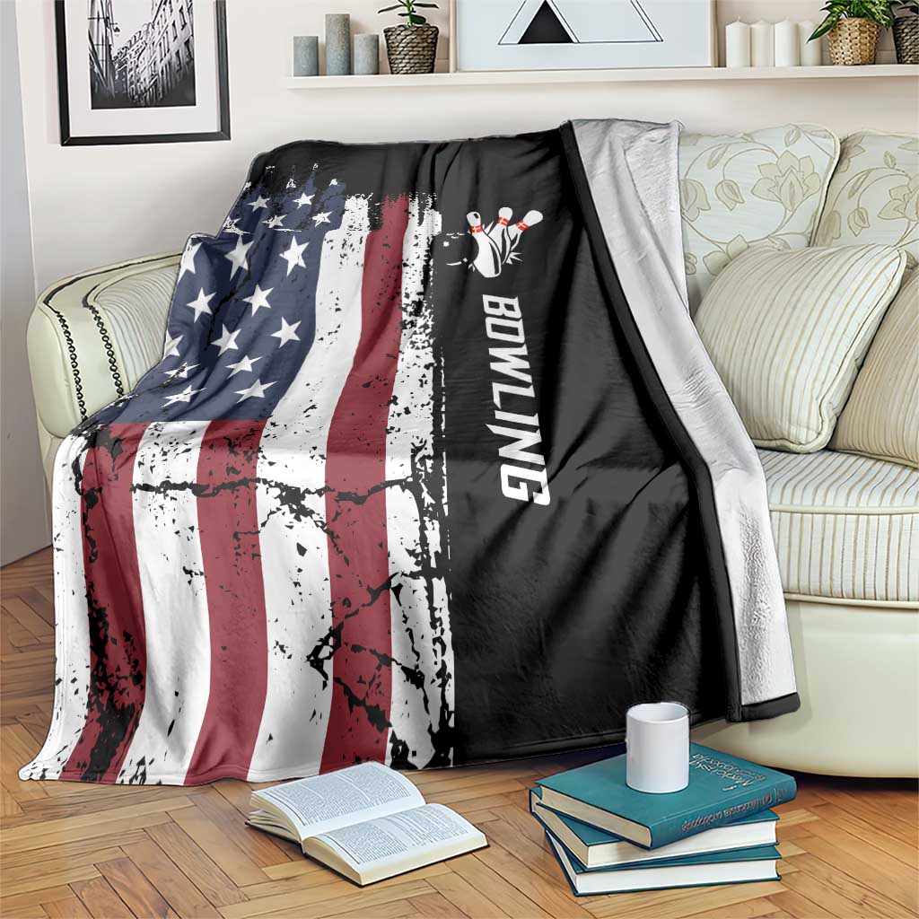 Grunge American Flag Custom Bowling Blanket Pins Graphic and Team Text Layout Design - Wonder Print Shop