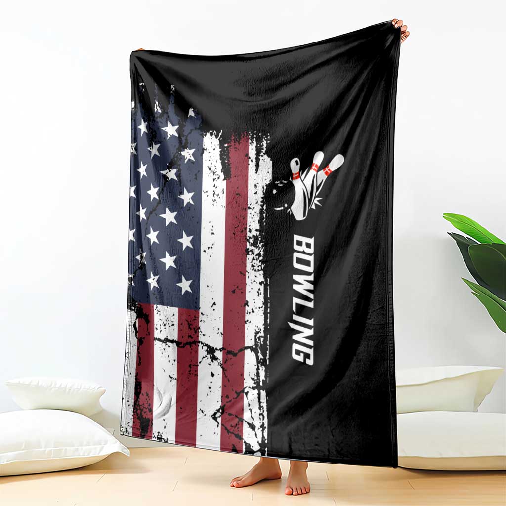 Grunge American Flag Custom Bowling Blanket Pins Graphic and Team Text Layout Design - Wonder Print Shop