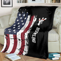 Grunge American Flag Custom Bowling Blanket Pins Graphic and Team Text Layout Design - Wonder Print Shop