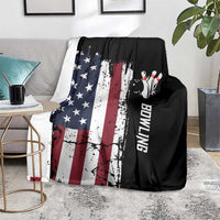 Grunge American Flag Custom Bowling Blanket Pins Graphic and Team Text Layout Design - Wonder Print Shop