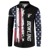 Grunge American Flag Custom Bowling Button Sweatshirt Pins Graphic and Team Text Layout Design - Wonder Print Shop