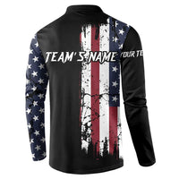 Grunge American Flag Custom Bowling Button Sweatshirt Pins Graphic and Team Text Layout Design - Wonder Print Shop