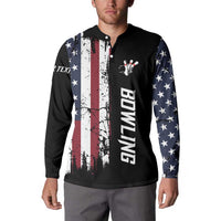 Grunge American Flag Custom Bowling Button Sweatshirt Pins Graphic and Team Text Layout Design - Wonder Print Shop