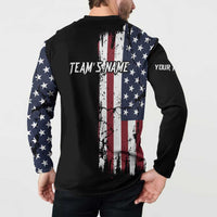 Grunge American Flag Custom Bowling Button Sweatshirt Pins Graphic and Team Text Layout Design - Wonder Print Shop