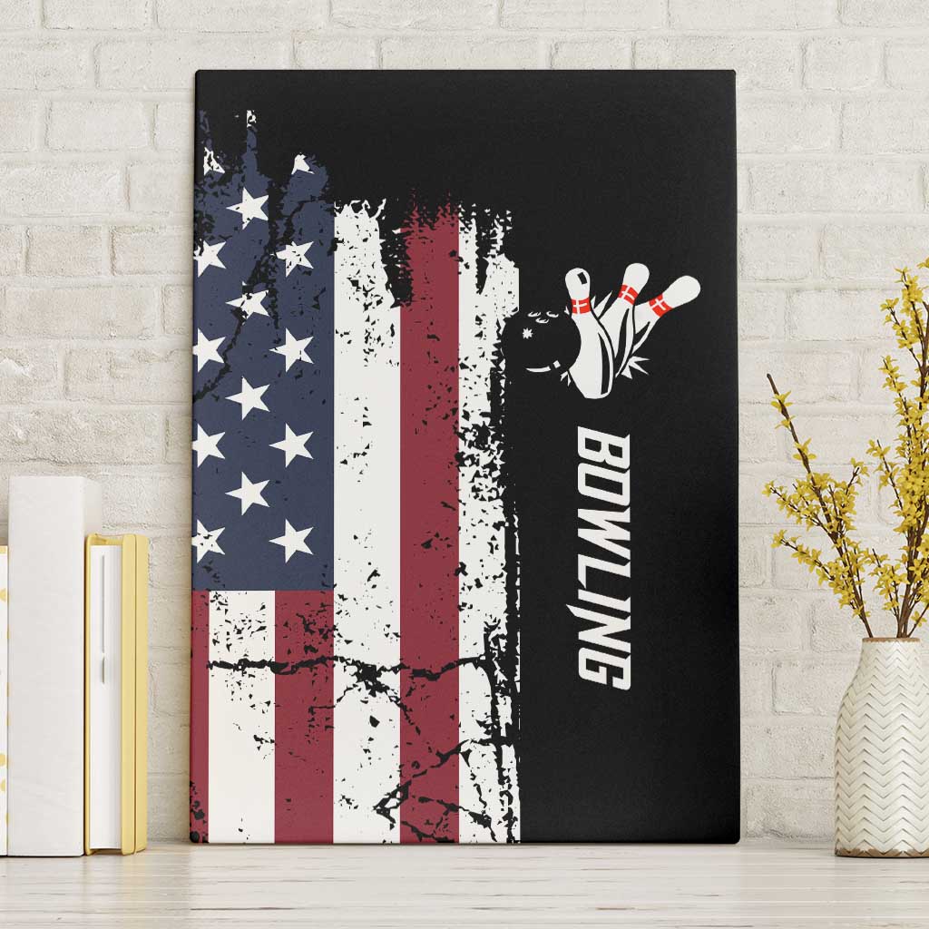 Grunge American Flag Custom Bowling Canvas Wall Art Pins Graphic and Team Text Layout Design - Wonder Print Shop