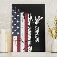 Grunge American Flag Custom Bowling Canvas Wall Art Pins Graphic and Team Text Layout Design - Wonder Print Shop