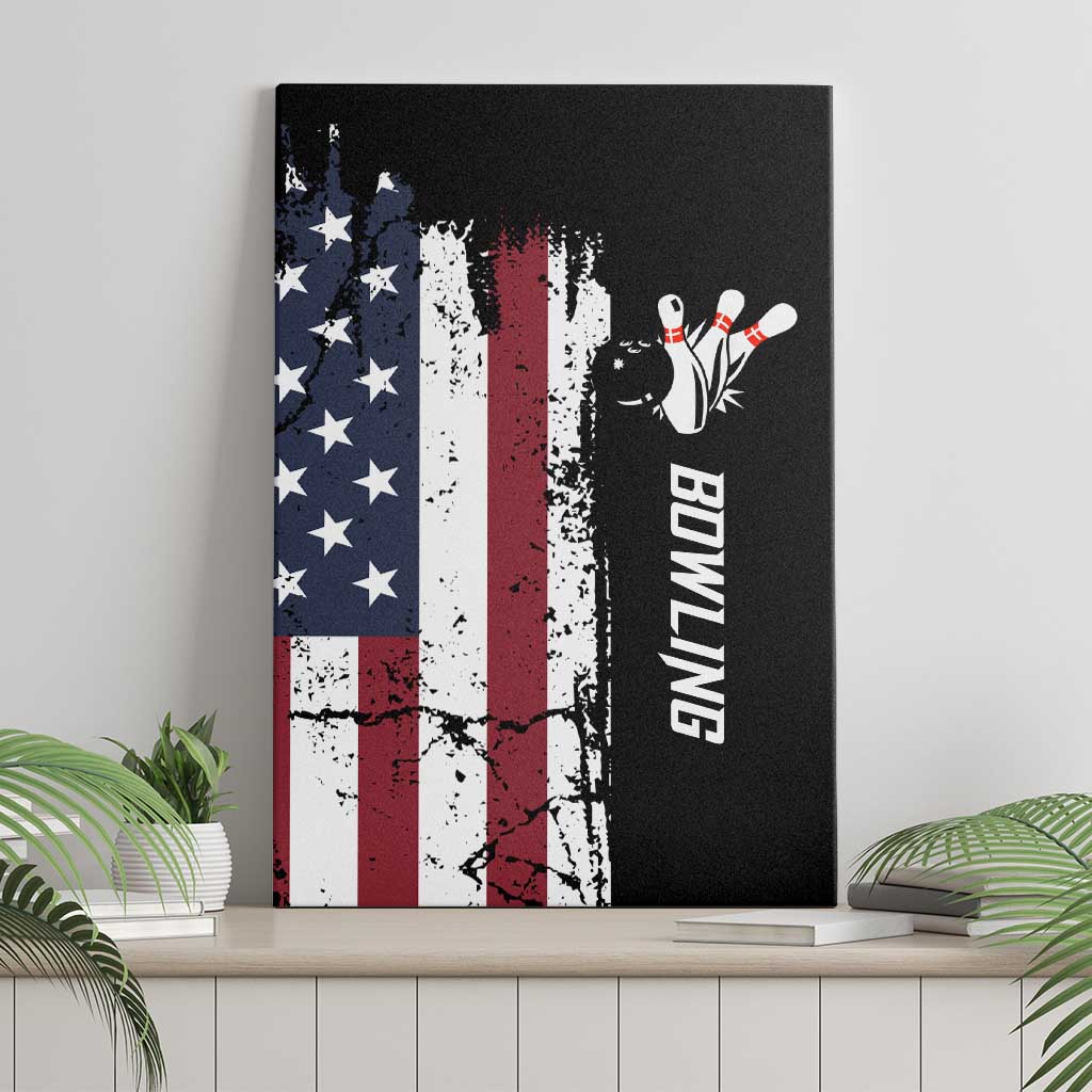 Grunge American Flag Custom Bowling Canvas Wall Art Pins Graphic and Team Text Layout Design - Wonder Print Shop