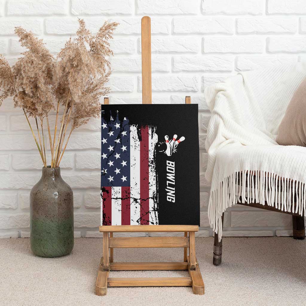 Grunge American Flag Custom Bowling Canvas Wall Art Pins Graphic and Team Text Layout Design - Wonder Print Shop
