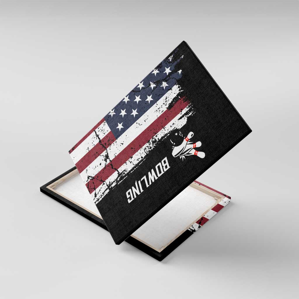 Grunge American Flag Custom Bowling Canvas Wall Art Pins Graphic and Team Text Layout Design - Wonder Print Shop