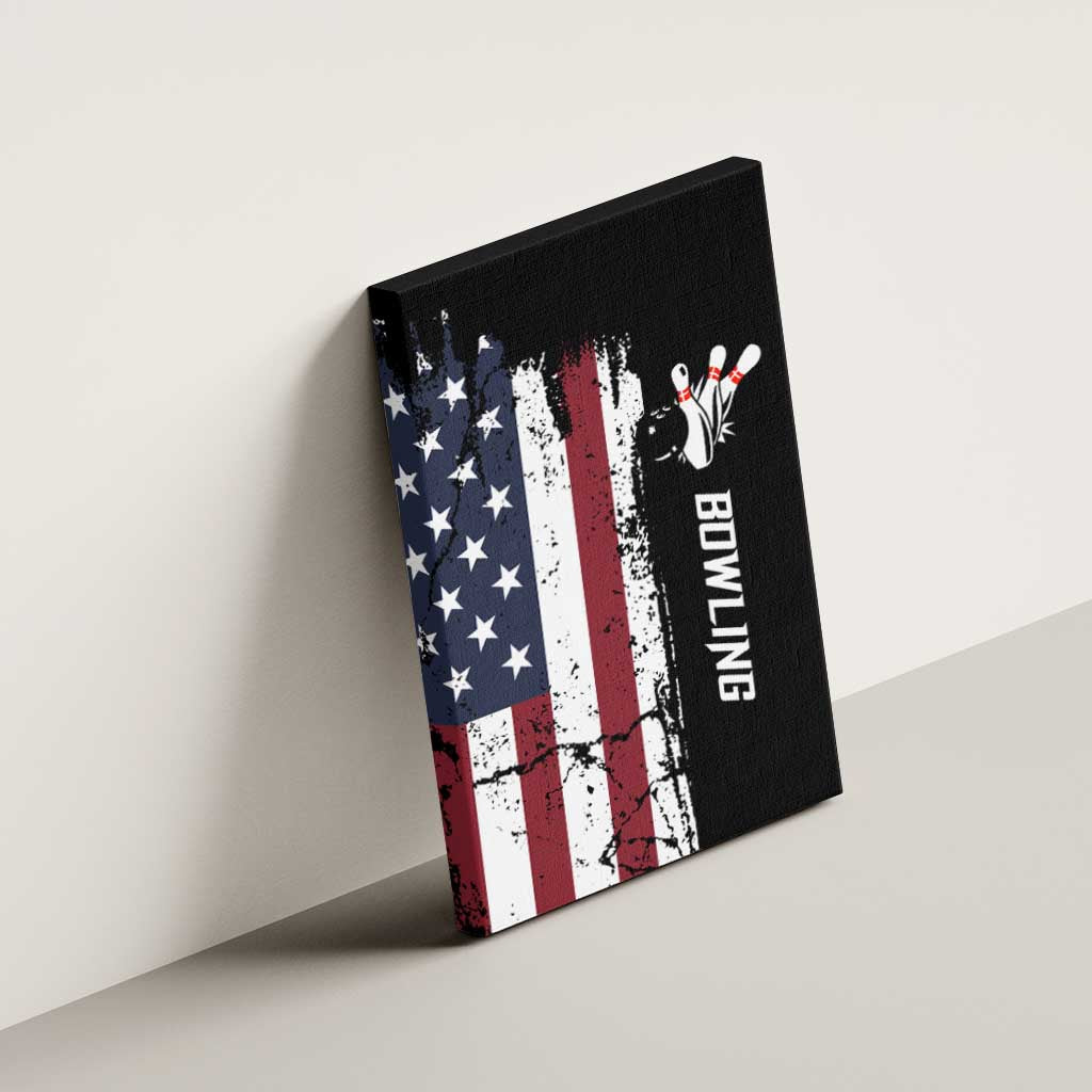 Grunge American Flag Custom Bowling Canvas Wall Art Pins Graphic and Team Text Layout Design - Wonder Print Shop