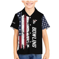 Grunge American Flag Custom Bowling Family Matching Mermaid Dress and Hawaiian Shirt Pins Graphic and Team Text Layout Design - Wonder Print Shop