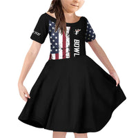 Grunge American Flag Custom Bowling Family Matching Off Shoulder Short Dress and Hawaiian Shirt Pins Graphic and Team Text Layout Design - Wonder Print Shop