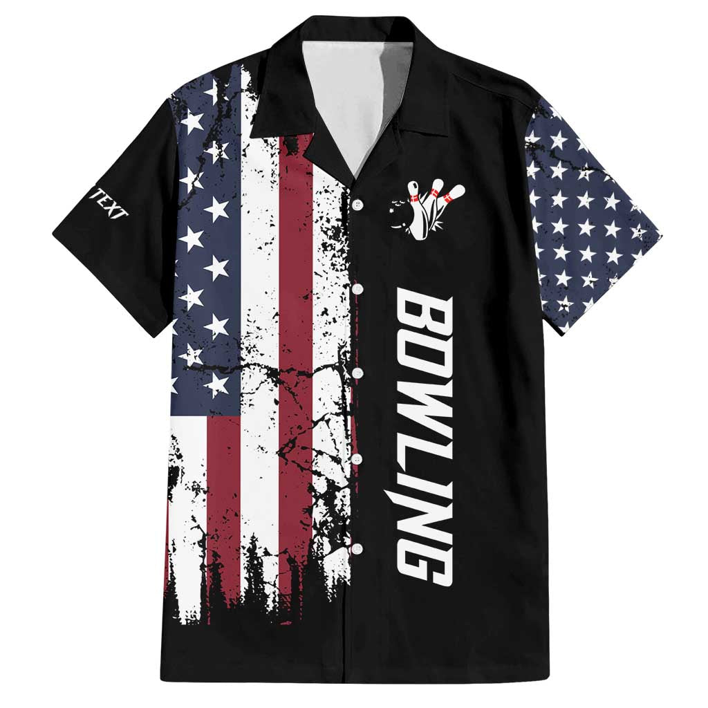 Grunge American Flag Custom Bowling Family Matching Tank Maxi Dress and Hawaiian Shirt Pins Graphic and Team Text Layout Design - Wonder Print Shop