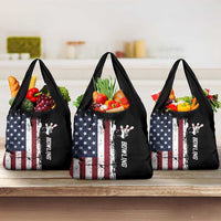 Grunge American Flag Custom Bowling Grocery Bag Pins Graphic and Team Text Layout Design - Wonder Print Shop