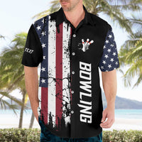 Grunge American Flag Custom Bowling Hawaiian Shirt Pins Graphic and Team Text Layout Design - Wonder Print Shop