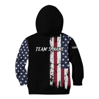 Grunge American Flag Custom Bowling Kid Hoodie Pins Graphic and Team Text Layout Design - Wonder Print Shop