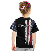 Grunge American Flag Custom Bowling Kid T Shirt Pins Graphic and Team Text Layout Design - Wonder Print Shop
