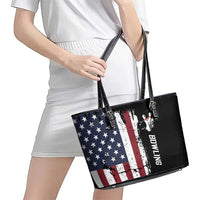 Grunge American Flag Custom Bowling Leather Tote Bag Pins Graphic and Team Text Layout Design - Wonder Print Shop