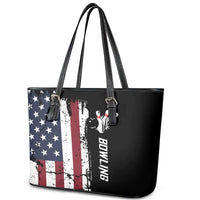 Grunge American Flag Custom Bowling Leather Tote Bag Pins Graphic and Team Text Layout Design - Wonder Print Shop