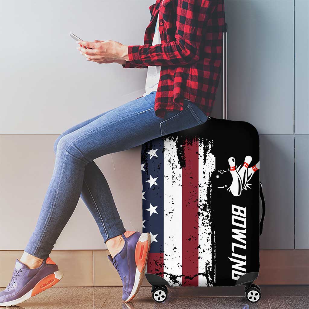 Grunge American Flag Custom Bowling Luggage Cover Pins Graphic and Team Text Layout Design - Wonder Print Shop