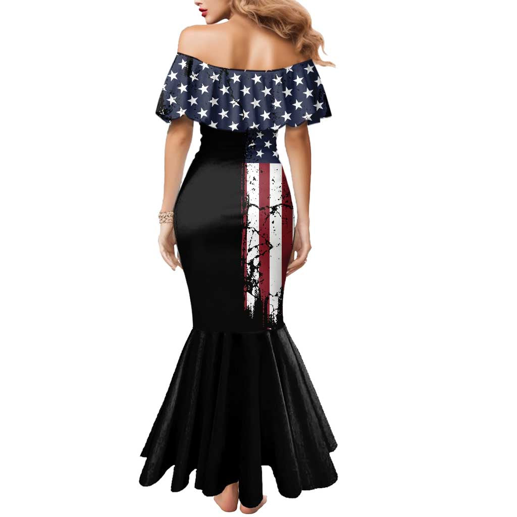 Grunge American Flag Custom Bowling Mermaid Dress Pins Graphic and Team Text Layout Design - Wonder Print Shop