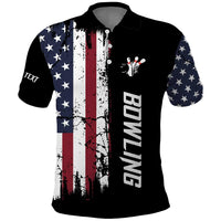 Grunge American Flag Custom Bowling Polo Shirt Pins Graphic and Team Text Layout Design - Wonder Print Shop