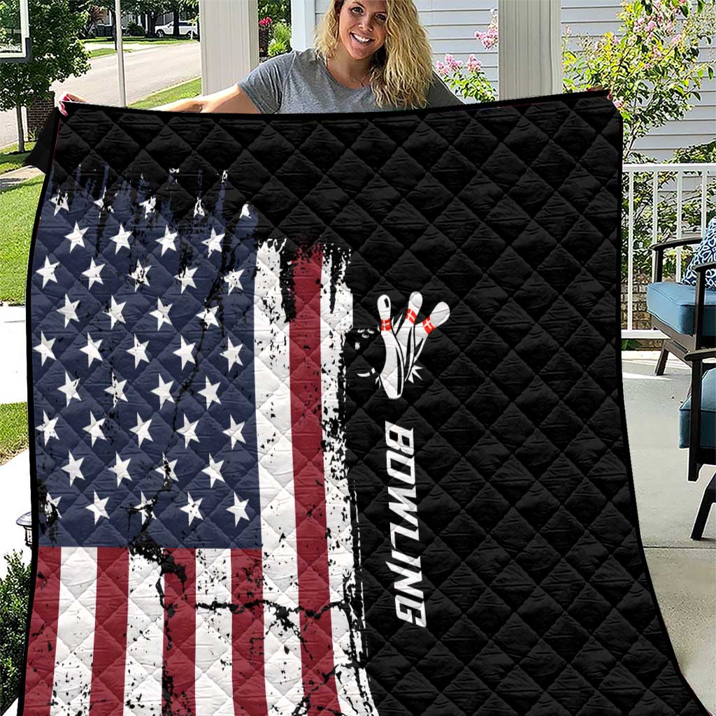 Grunge American Flag Custom Bowling Quilt Pins Graphic and Team Text Layout Design - Wonder Print Shop