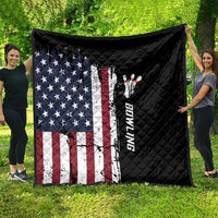Grunge American Flag Custom Bowling Quilt Pins Graphic and Team Text Layout Design - Wonder Print Shop