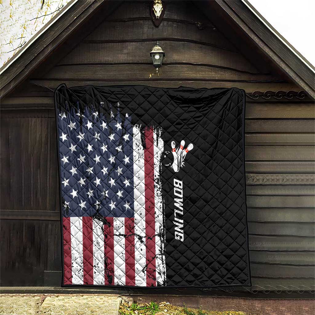 Grunge American Flag Custom Bowling Quilt Pins Graphic and Team Text Layout Design - Wonder Print Shop