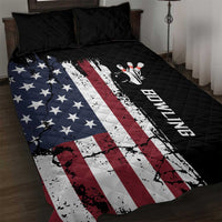 Grunge American Flag Custom Bowling Quilt Bed Set Pins Graphic and Team Text Layout Design - Wonder Print Shop