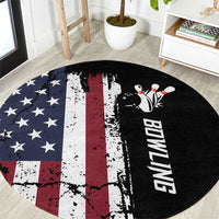 Grunge American Flag Custom Bowling Round Carpet Pins Graphic and Team Text Layout Design - Wonder Print Shop