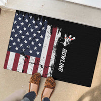 Grunge American Flag Custom Bowling Rubber Doormat Pins Graphic and Team Text Layout Design - Wonder Print Shop