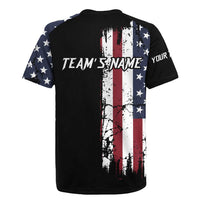 Grunge American Flag Custom Bowling Rugby Jersey Pins Graphic and Team Text Layout Design - Wonder Print Shop