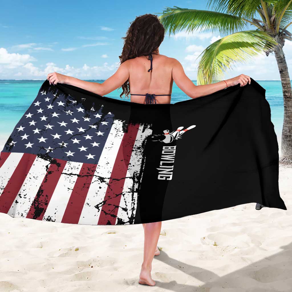 Grunge American Flag Custom Bowling Sarong Pins Graphic and Team Text Layout Design - Wonder Print Shop