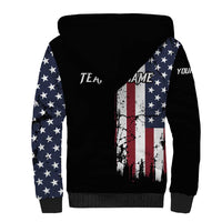 Grunge American Flag Custom Bowling Sherpa Hoodie Pins Graphic and Team Text Layout Design - Wonder Print Shop