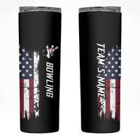 Grunge American Flag Custom Bowling Skinny Tumbler Pins Graphic and Team Text Layout Design - Wonder Print Shop