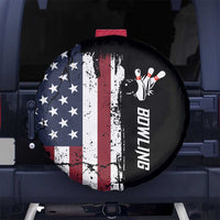 Grunge American Flag Custom Bowling Spare Tire Cover Pins Graphic and Team Text Layout Design - Wonder Print Shop