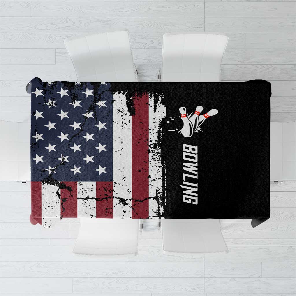 Grunge American Flag Custom Bowling Tablecloth Pins Graphic and Team Text Layout Design - Wonder Print Shop