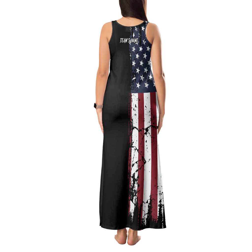 Grunge American Flag Custom Bowling Tank Maxi Dress Pins Graphic and Team Text Layout Design - Wonder Print Shop