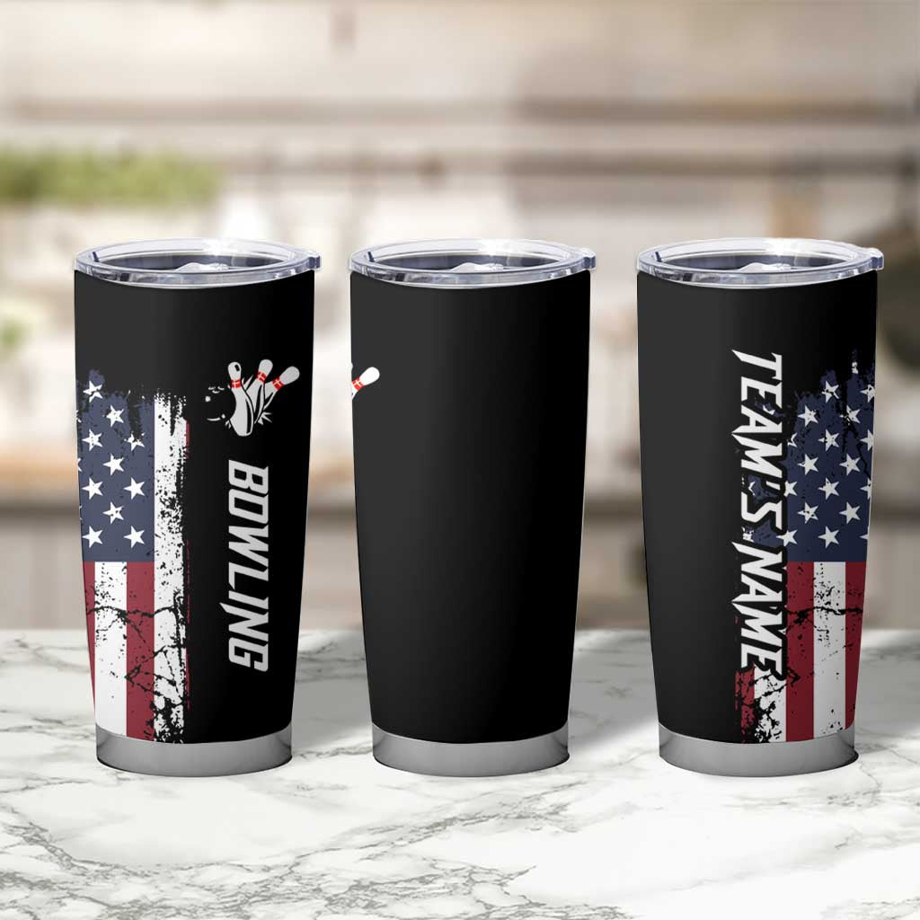 Grunge American Flag Custom Bowling Tumbler Cup Pins Graphic and Team Text Layout Design - Wonder Print Shop