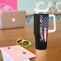 Grunge American Flag Custom Bowling Tumbler With Handle Pins Graphic and Team Text Layout Design - Wonder Print Shop