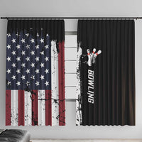 Grunge American Flag Custom Bowling Window Curtain Pins Graphic and Team Text Layout Design - Wonder Print Shop
