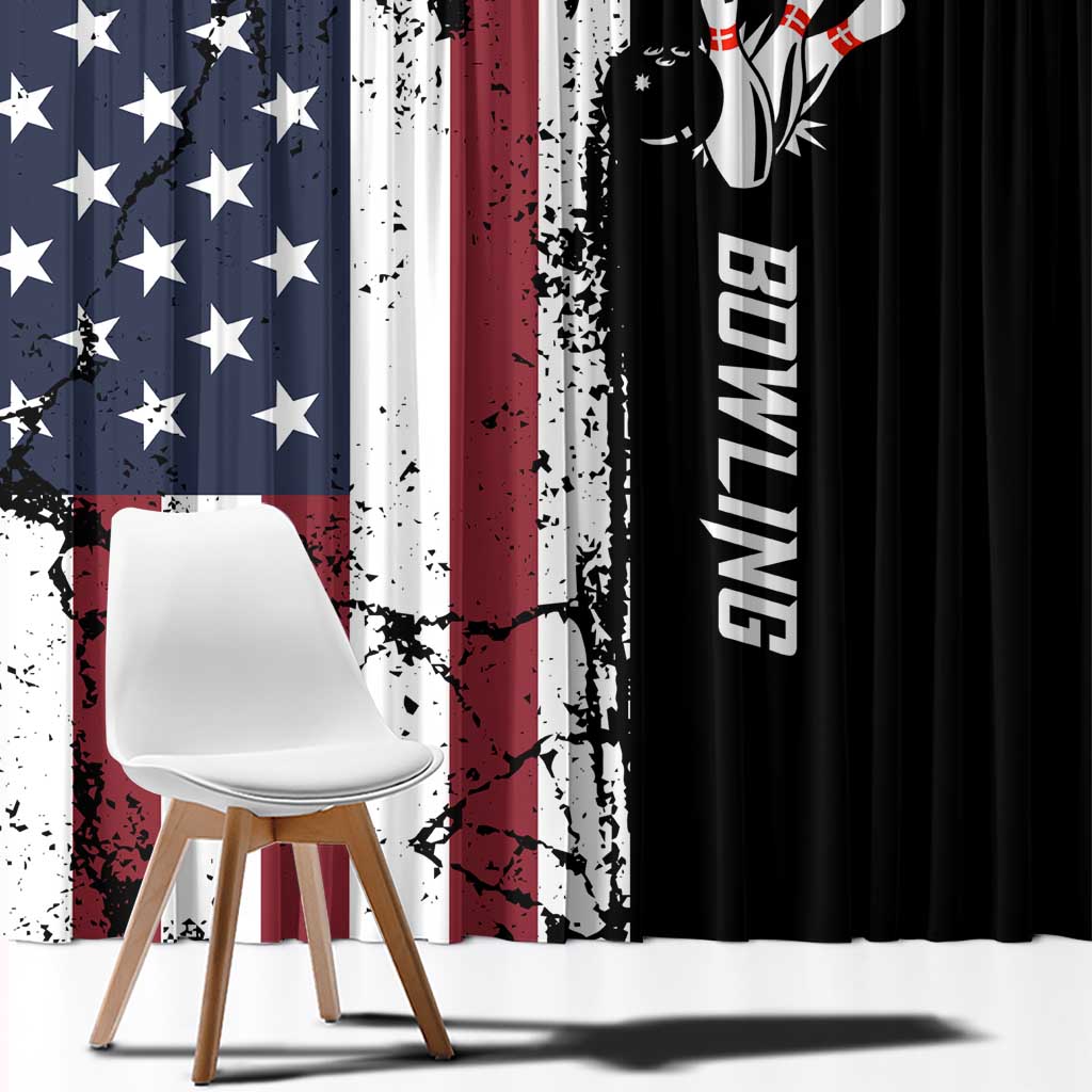 Grunge American Flag Custom Bowling Window Curtain Pins Graphic and Team Text Layout Design - Wonder Print Shop