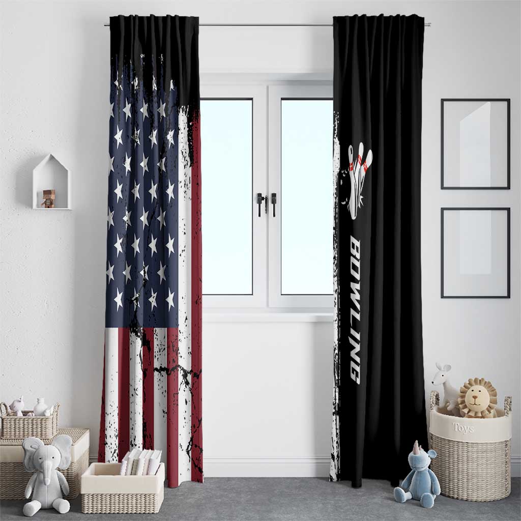 Grunge American Flag Custom Bowling Window Curtain Pins Graphic and Team Text Layout Design - Wonder Print Shop