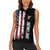 Grunge American Flag Custom Bowling Women Sleeveless Polo Shirt Pins Graphic and Team Text Layout Design - Wonder Print Shop