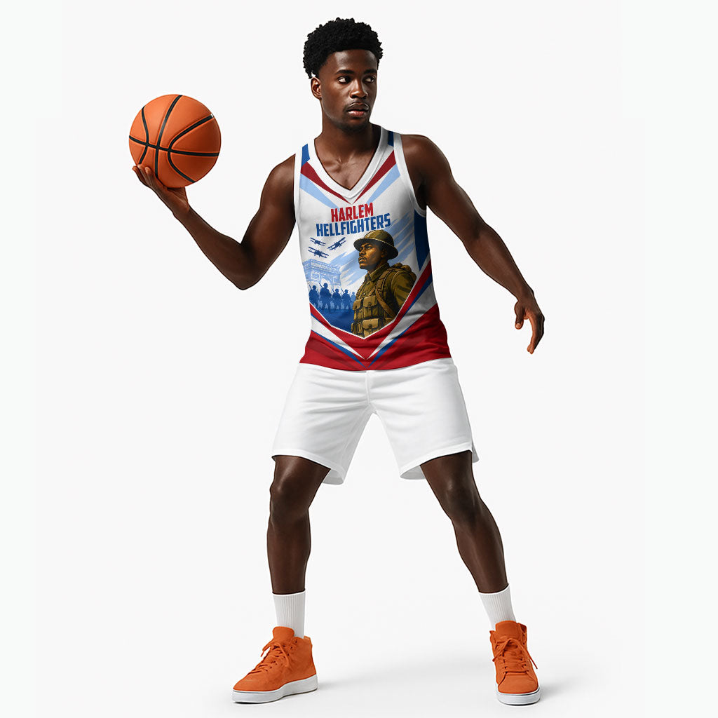 Personalized Harlem Hellfighters Basketball Jersey Vintage WWI Military History Patriotic Art